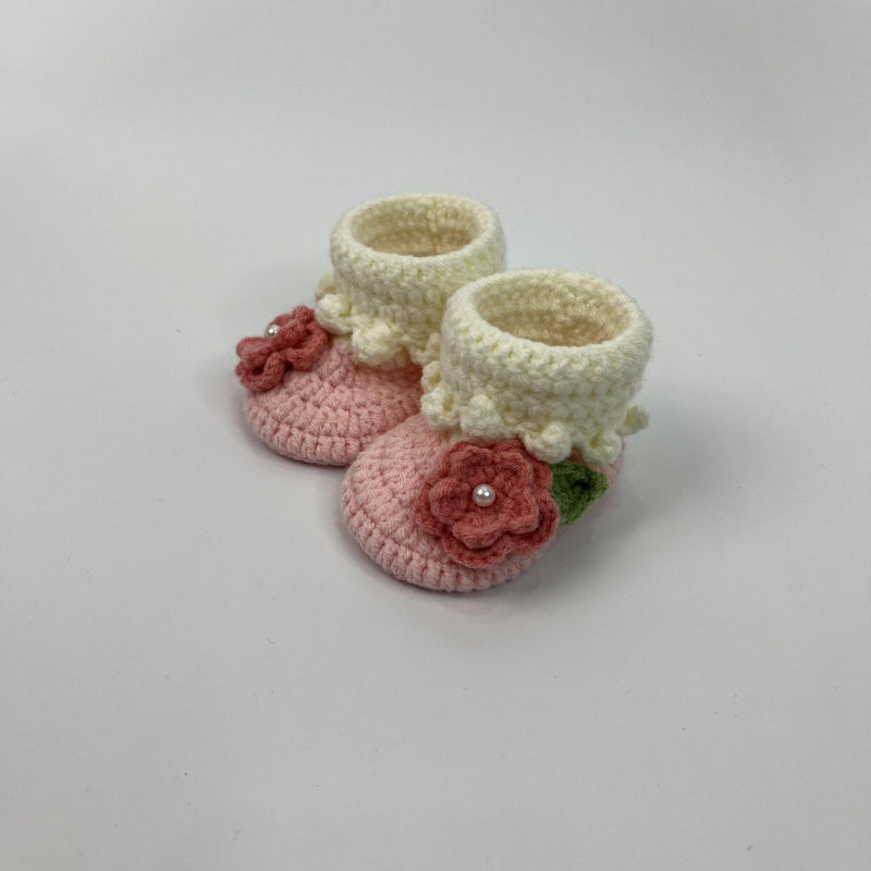 Customized products Handmade Crochet Flower Decorated Baby Shoes Cute Baby Shoes