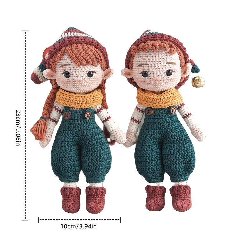 2Pcs Crochet Kit for Beginners with Characters,Crochet Kit for Adults,With Step-by-Step Textual Tutorial,Couple Elves DIY Woven Kit,Cute and Fun Spring Summer Home Decor Ornaments,Birthday Valentine's Day Holiday Gifts