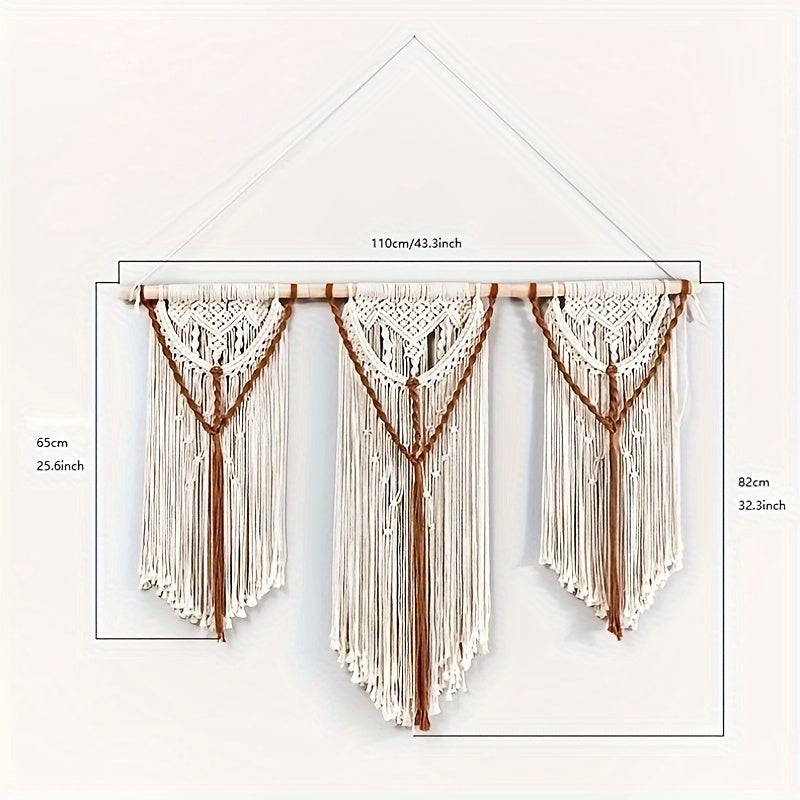 Handwoven Bohemian Style Hemp Rope Tapestry - Large Cotton Decorative Indoor Striped Woven Fabric Wall Art,Decorate the living room and bedroom with a love theme