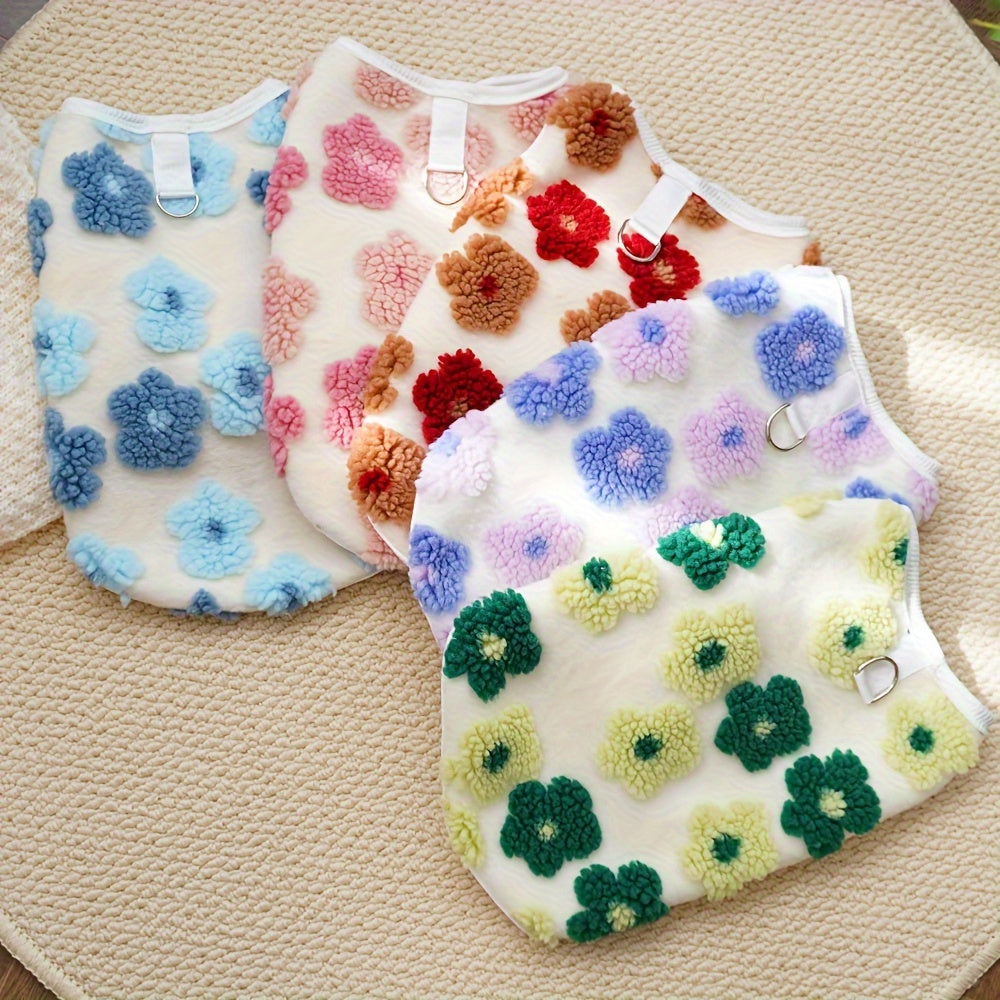 plaid Floral Fuzzy Double Layer Pet Vest,Suitable for Small to Extra Small Size Dogs and Cats - Keep Warm、Non-waterproof Autumn and Winter Clothing,With snap button,green/purple、Blue/Pink、Brown/Orange Optional,Pet Winter Clothing|Fashion Pet Clothing|Snap