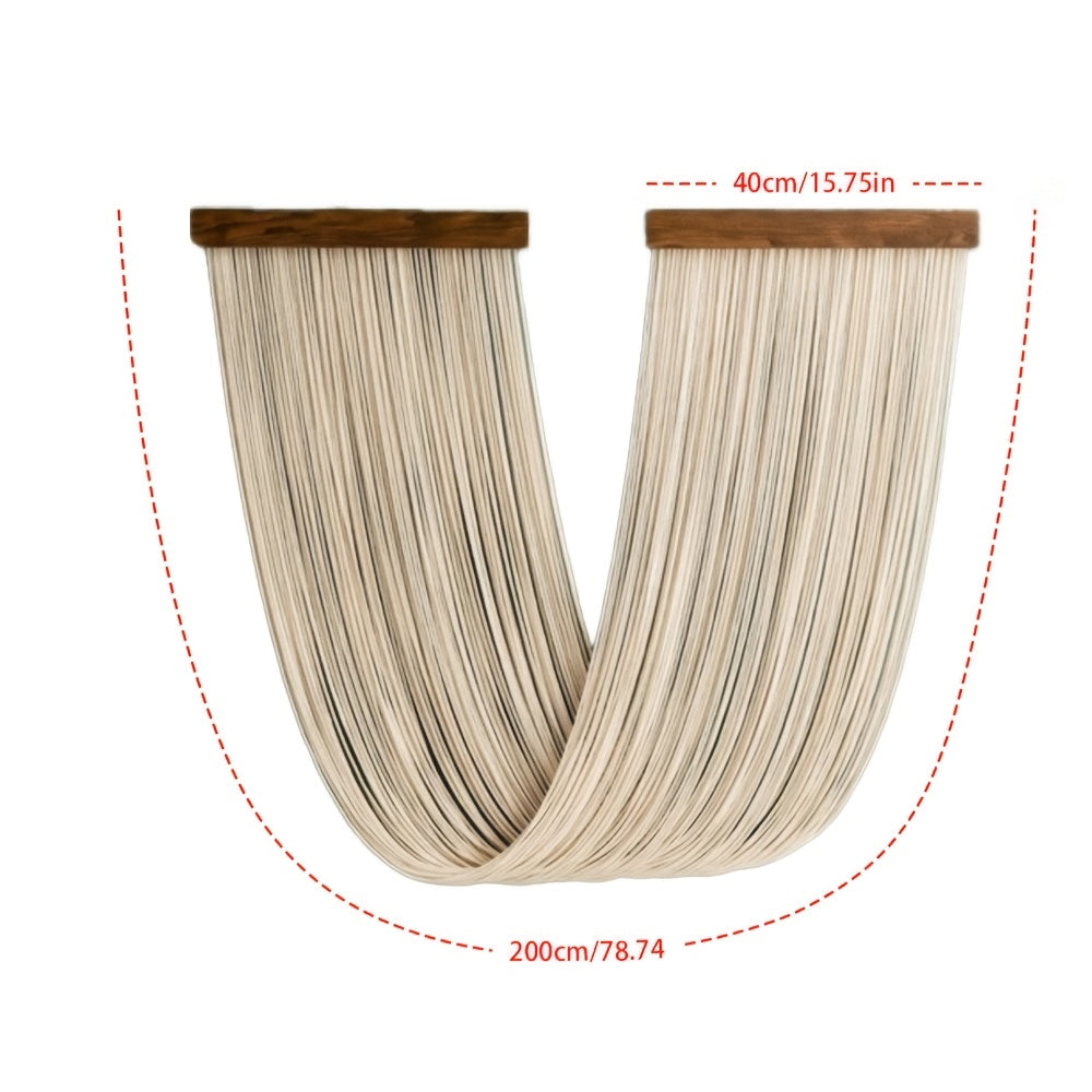 1Pieces Macrame Wall Hanging Bohemian Style Wall Tassel Tapestry Handmade Wooden Tassel Background Wall Hanging Decoration That Flutters with the Wind Living Room Bedroom Office Wall Tapestry