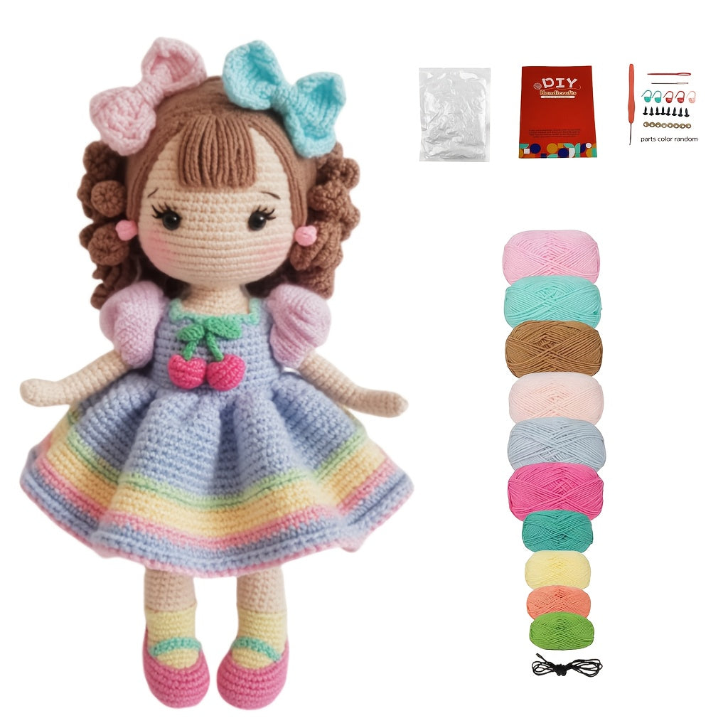 1 Piece Set Suitable for Crochet Enthusiasts,Bow Girl. DIY Crochet Kit,Including knitwear、Crochet、Complete DIY Handmade Suit,With crochet tutorial steps,It's the best handmade gift for friends or besties