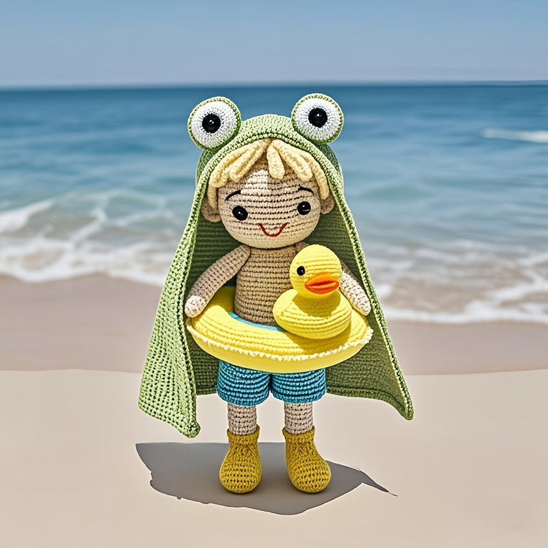 1pc Frog and Duck Crochet Pattern Set - DIY Material,Suitable for Adult Beginners,Handmade cloth Amigulimi,With step-by-step instructions,Perfect birthday and Valentine's Day gift,Suitable for use in all seasons,Unfinished product,DIY Handmade Suit | Opti