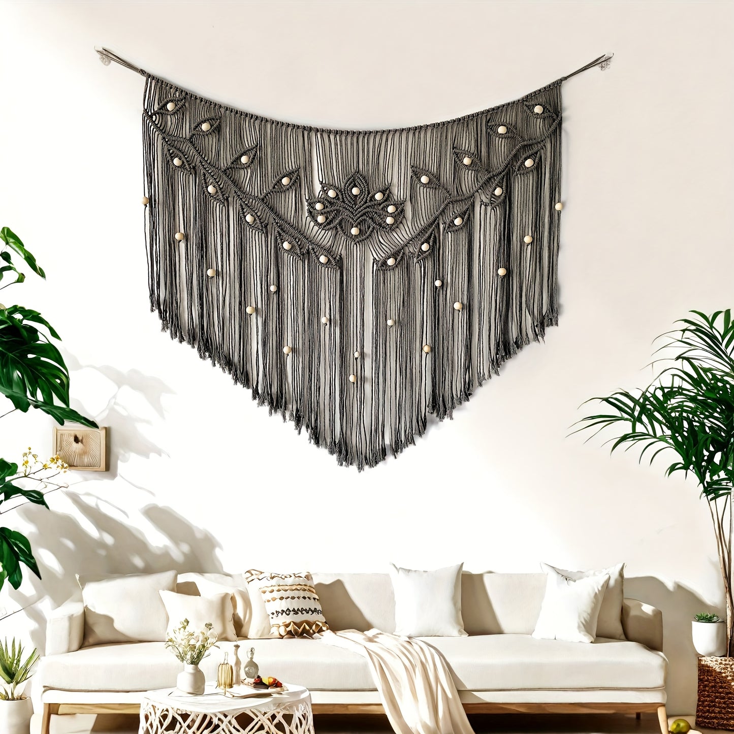 1pc Boho Wall Hanging Bead Tassel Tapestry Macron Wall Hanging Curtain Large Handmade Bedroom Wall Hanging Living Room Tapestry