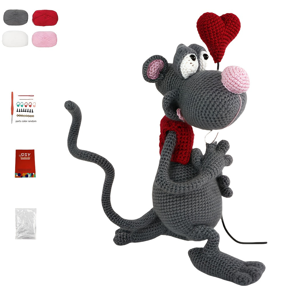 1Crochet Kit for White Mouse DIY Material Set - Crochet Enthusiast's Amigurumi Crochet Kit - Handmade DIY Mouse Pattern Crochet Kit - Adults Only - Includes complete instruction manual - A Must-Have Crochet Kit for Handicraft Enthusiasts - Crochet Kit for