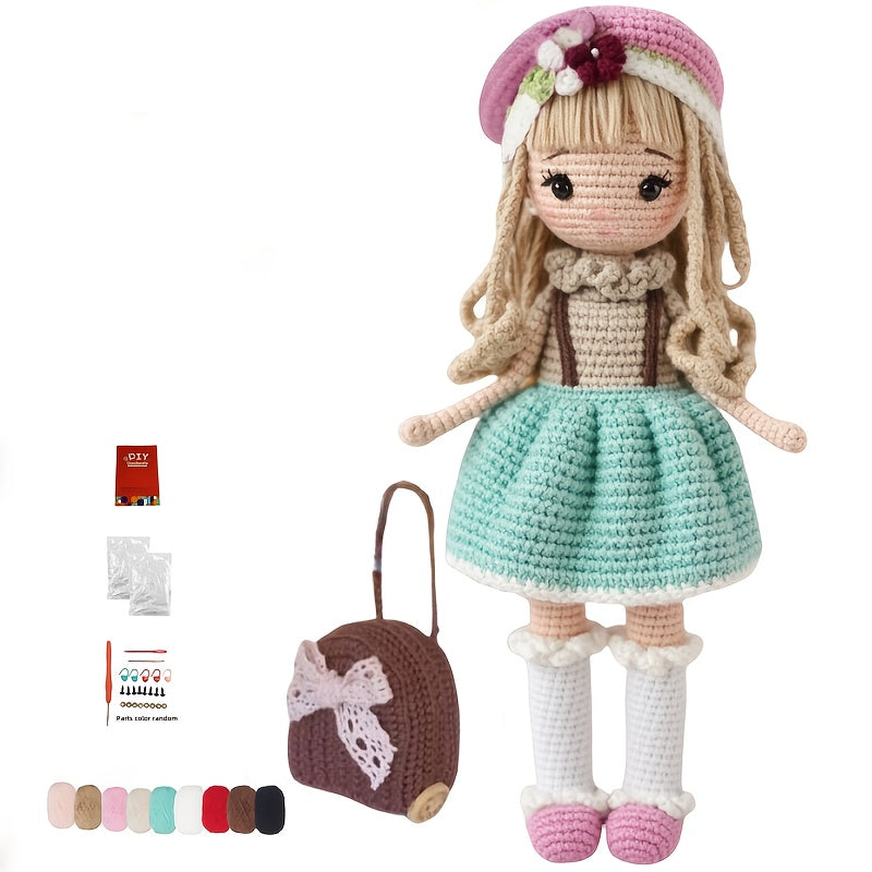 1Princess Beginner Crochet Kit,Crochet Kit for Adults,With Step-by-Step Textual Tutorial,Luggage Girl DIY Woven Kit,Cute and Fun Spring Summer Home Decor Ornaments,Birthday Valentine's Day Holiday Gifts
