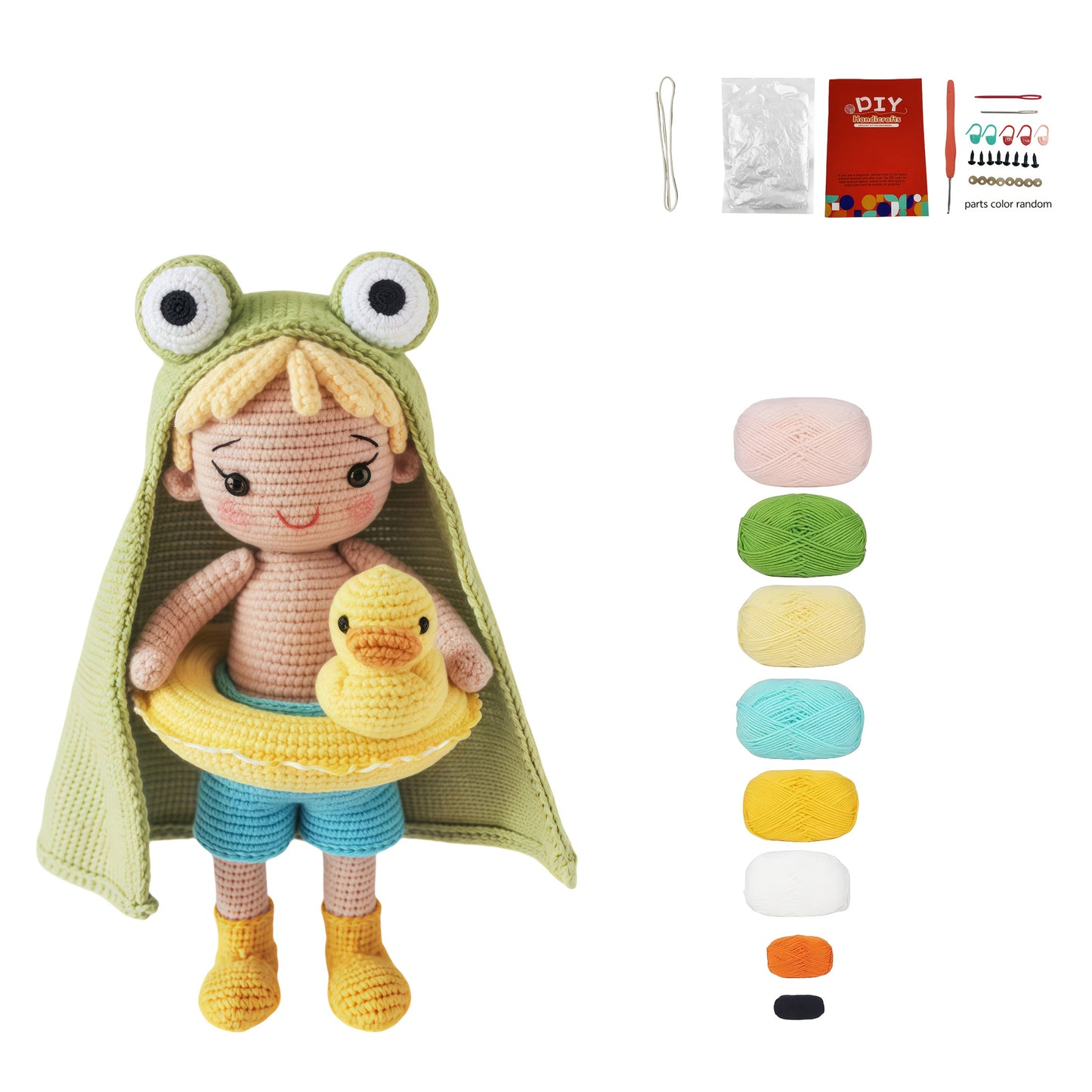 1pc Frog and Duck Crochet Pattern Set - DIY Material,Suitable for Adult Beginners,Handmade cloth Amigulimi,With step-by-step instructions,Perfect birthday and Valentine's Day gift,Suitable for use in all seasons,Unfinished product,DIY Handmade Suit | Opti