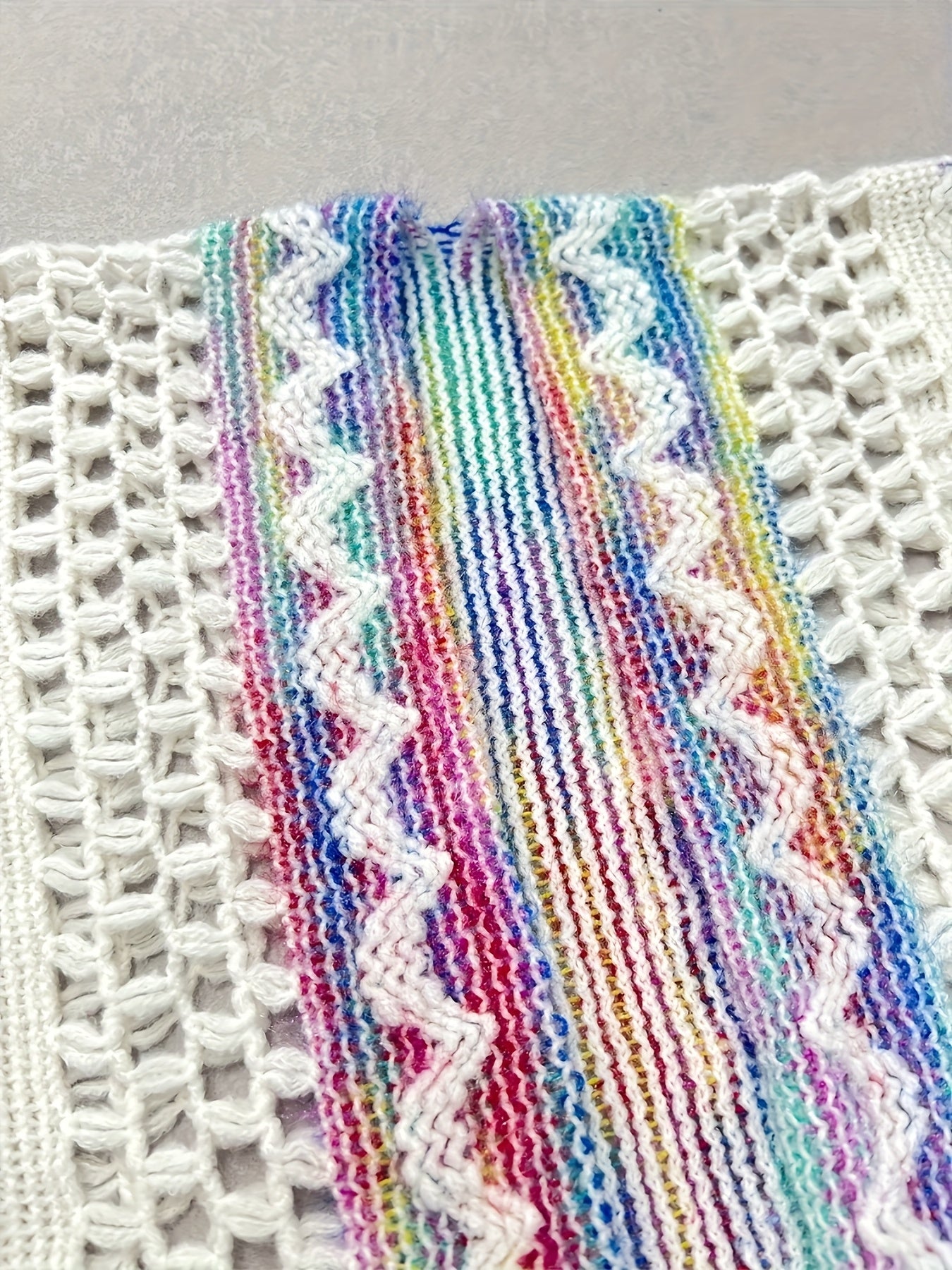 Women'S Elegant Crochet Hooded Cape - Soft, Stretchy, and Lightweight with Colorful Fringe Details, Perfect for Fall and Winter, White, Casual Style, Casual Winter Wear | Fringe Detail Cape | Crochet Texture