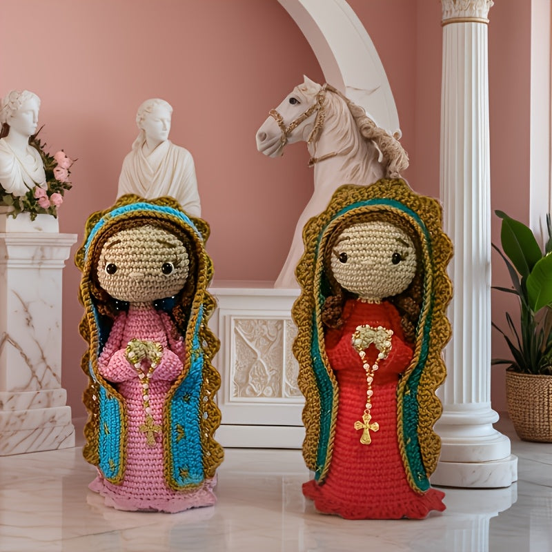 2 Virgin Mary,DIY Craft Kit,Handmade Yarn Knitting Kit,Valentine's Day/Birthday Christmas Gift Beginner Crochet Kit(Random Color of Accessories),Crochet Kit for Beginners