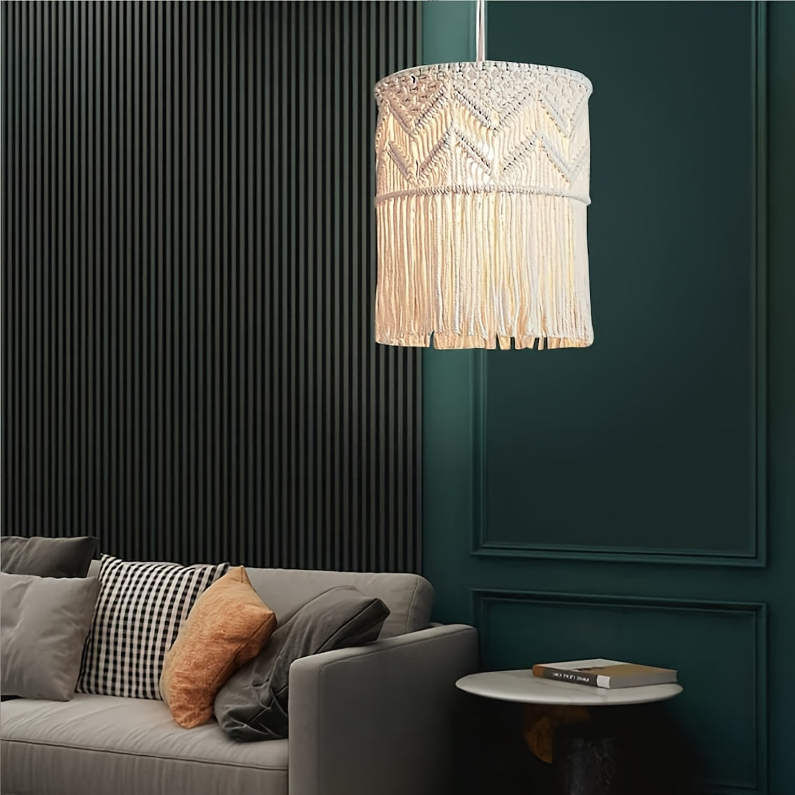 1Pieces Bohemian Style Hanging Ornament Hand Woven Tassel Pendant Light Decorative Lamp Shade - Does not include lights