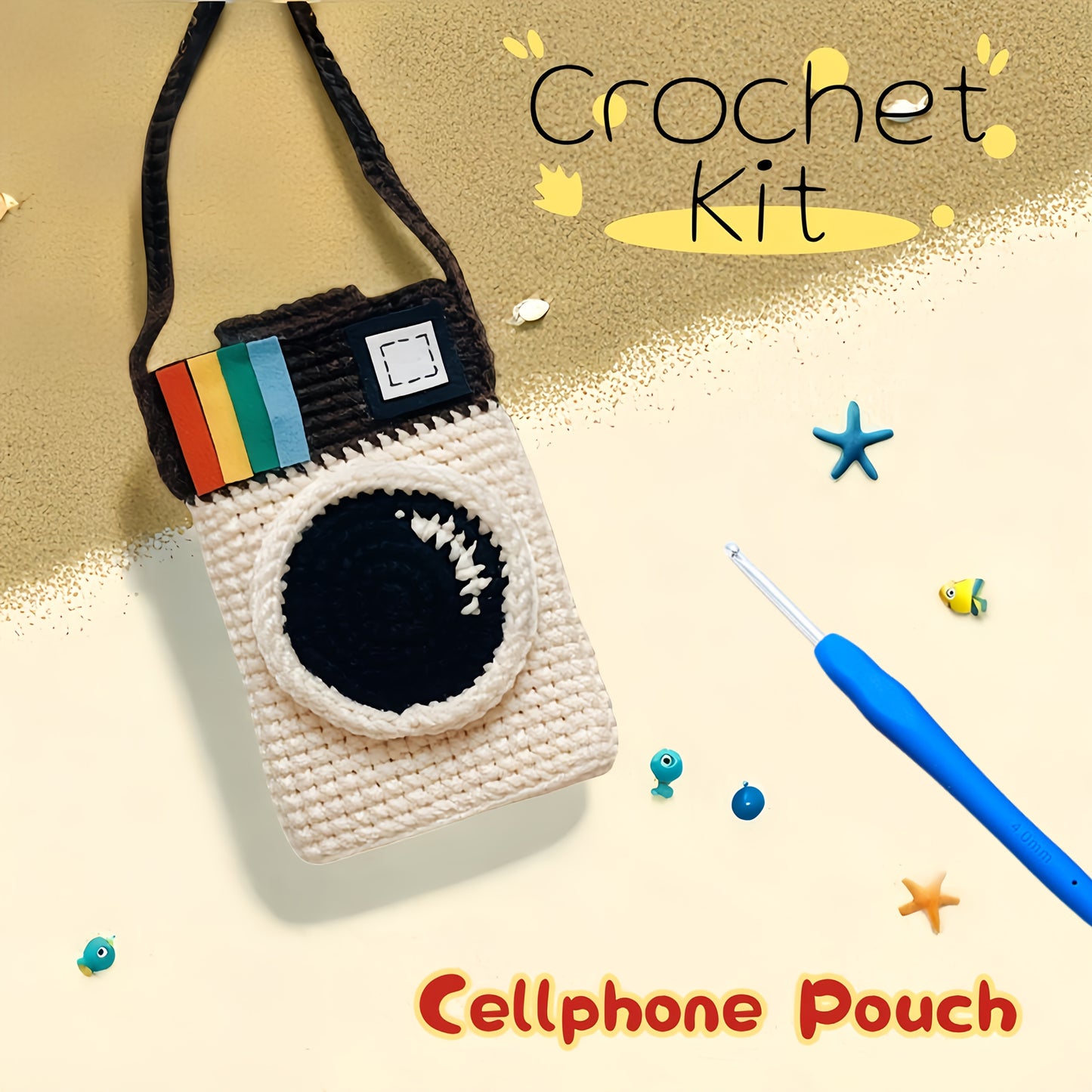 1Beginner Crochet Kit for Phone Bag,Includes English instructional videos,Adult Crochet Tools,Birthday Gift、Party Gift、Christmas Gift