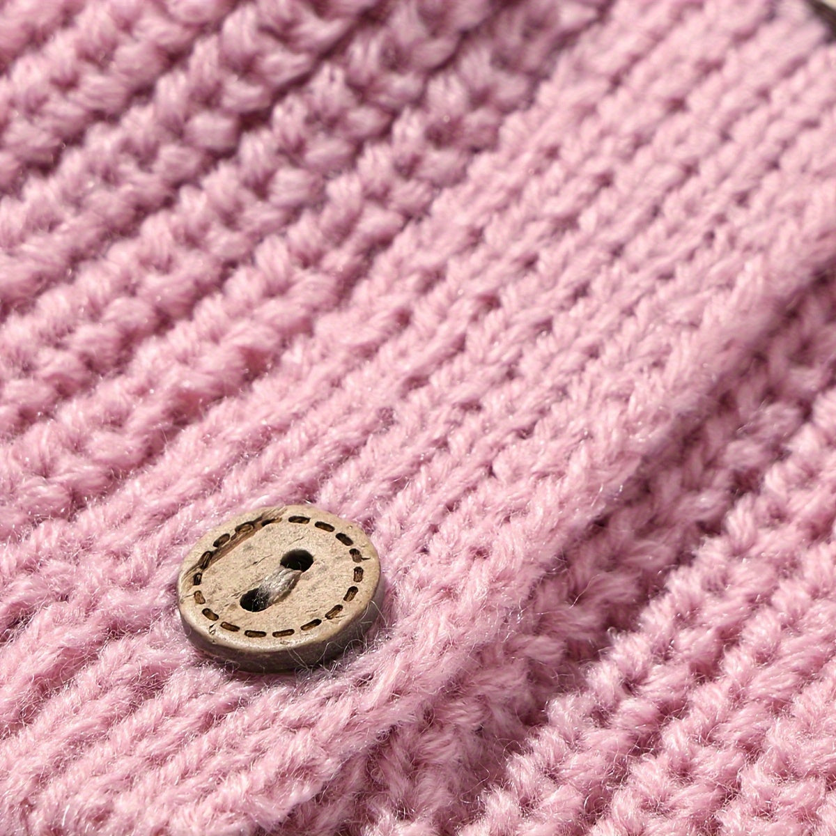 1Soft Knitted Pet Sweater,With floral button closure - All-Season Small Dog and Cat Cardigan,Pink and white edge design,Durable and Comfortable Pet Clothing,Exquisite Sewing,Breathable Material,Exclusive for Cat Lovers