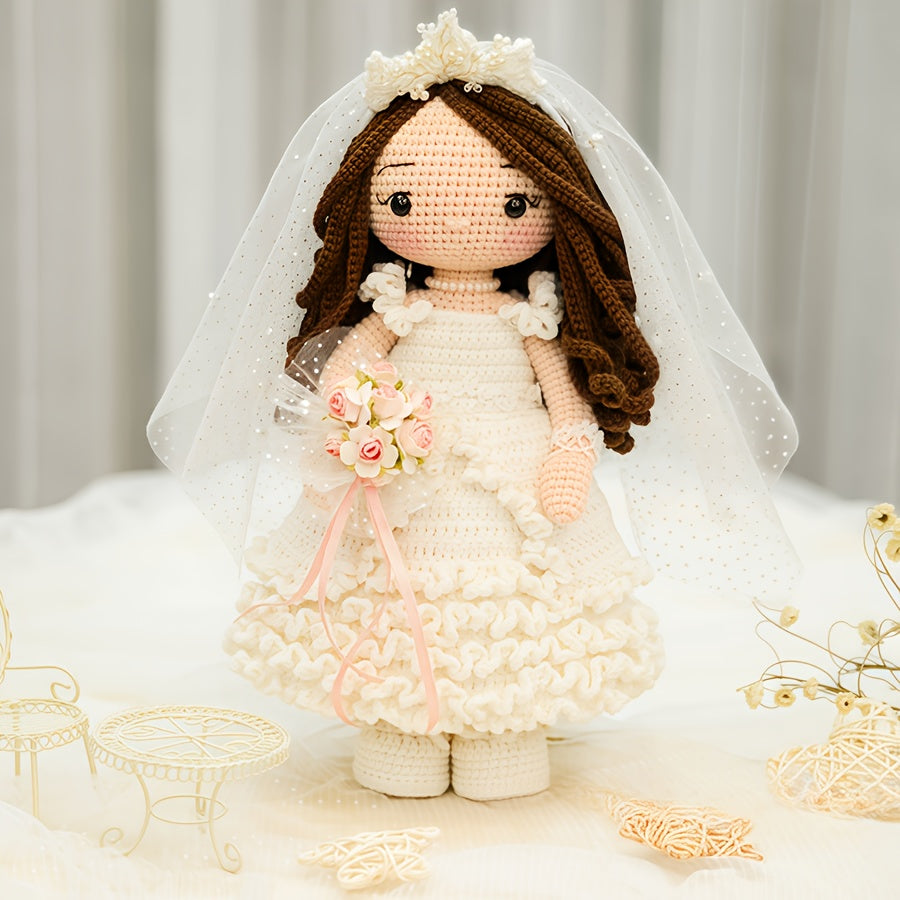 Beginner Crochet Kit for Adults - DIY Newlywed Couple Pattern Yarn Set with Step-by-Step Video Tutorials, Romantic Wedding Figurine, Ideal for Home Decor and Gifts, Beginner Crochet Projects|Decorative Item|Knitted Texture, Crochet Kit for Beginners, Wedd