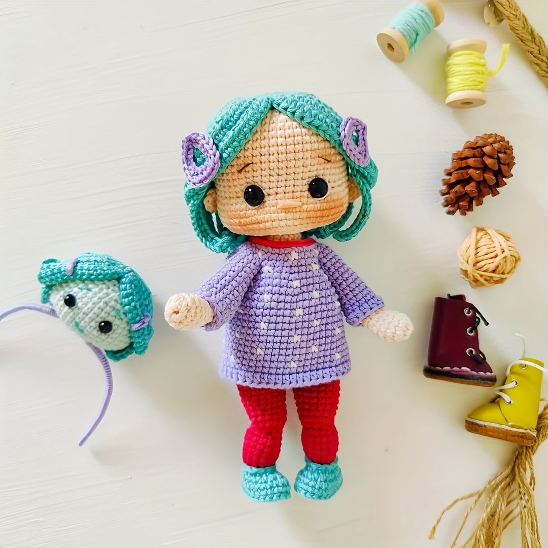 2Pieces/Set,Beginner DIY Crochet Hook Set(Non-Finished Product),Girl with Headband Crochet Kit,Funny Girl Knitting Kit,Adjustable Headband,Comes with step-by-step video tutorials,DIY Birthday Gift、Thanksgiving Gift、Wedding Decorations,Indoor Decorations!