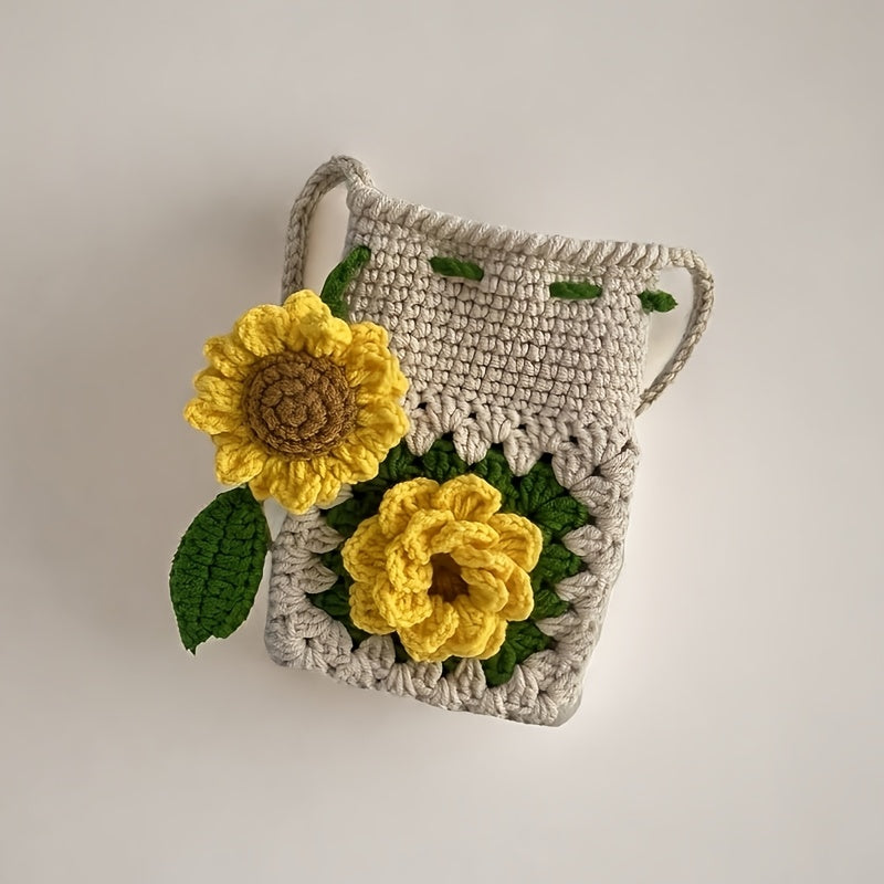 1 Beginner Crochet Kit Set,Suitable for Sunflower Phone Bag,Suitable for Beginners,Including English teaching videos、Crochet Kit for Adults
