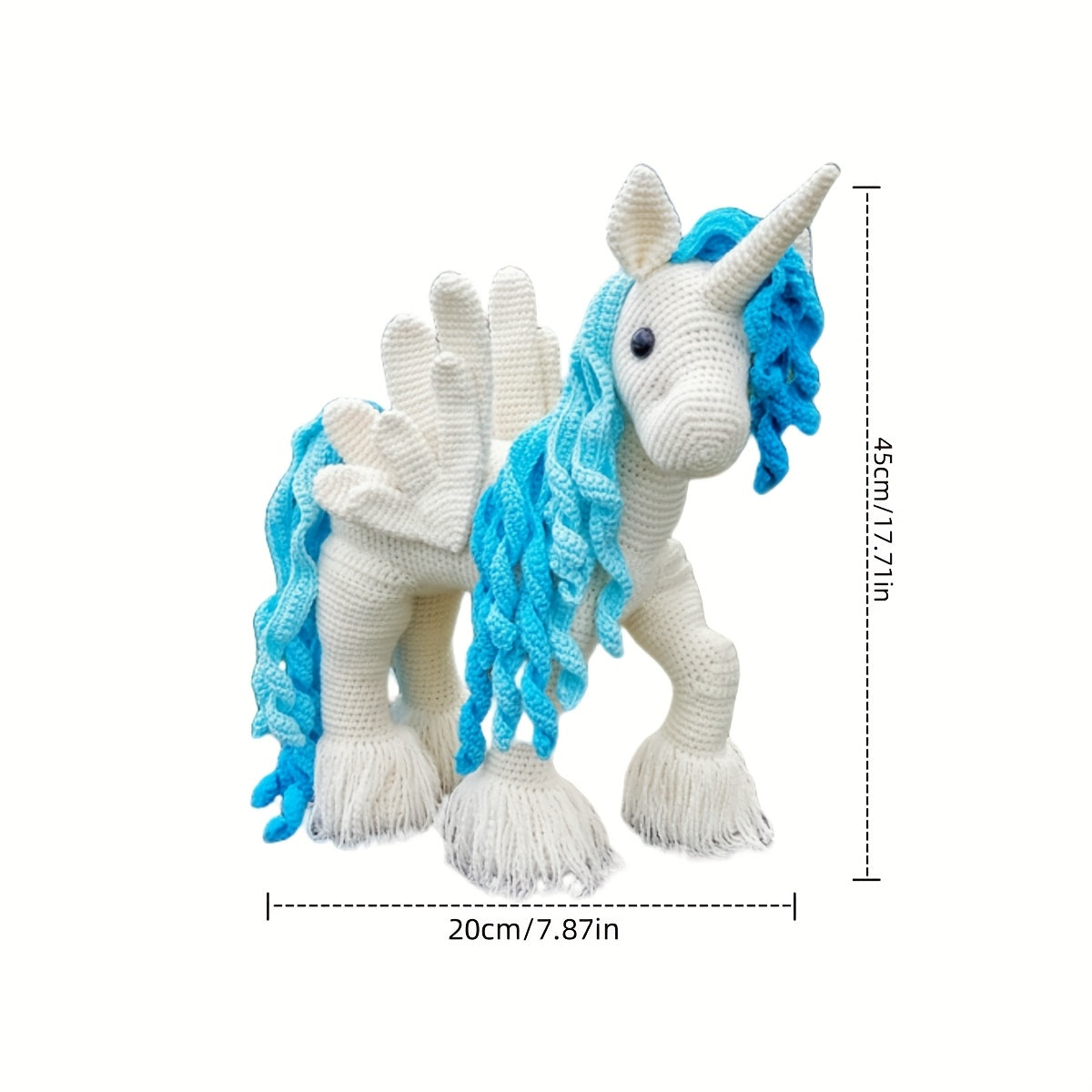 1Beginner Animal Crochet Kit,Crochet Kit for Adults with Step-by-Step Text Tutorial,Blue and White Unicorn DIY Woven Kit,Cute and Fun Spring and Summer Home Decorations,Birthday and Valentine's Day Gifts