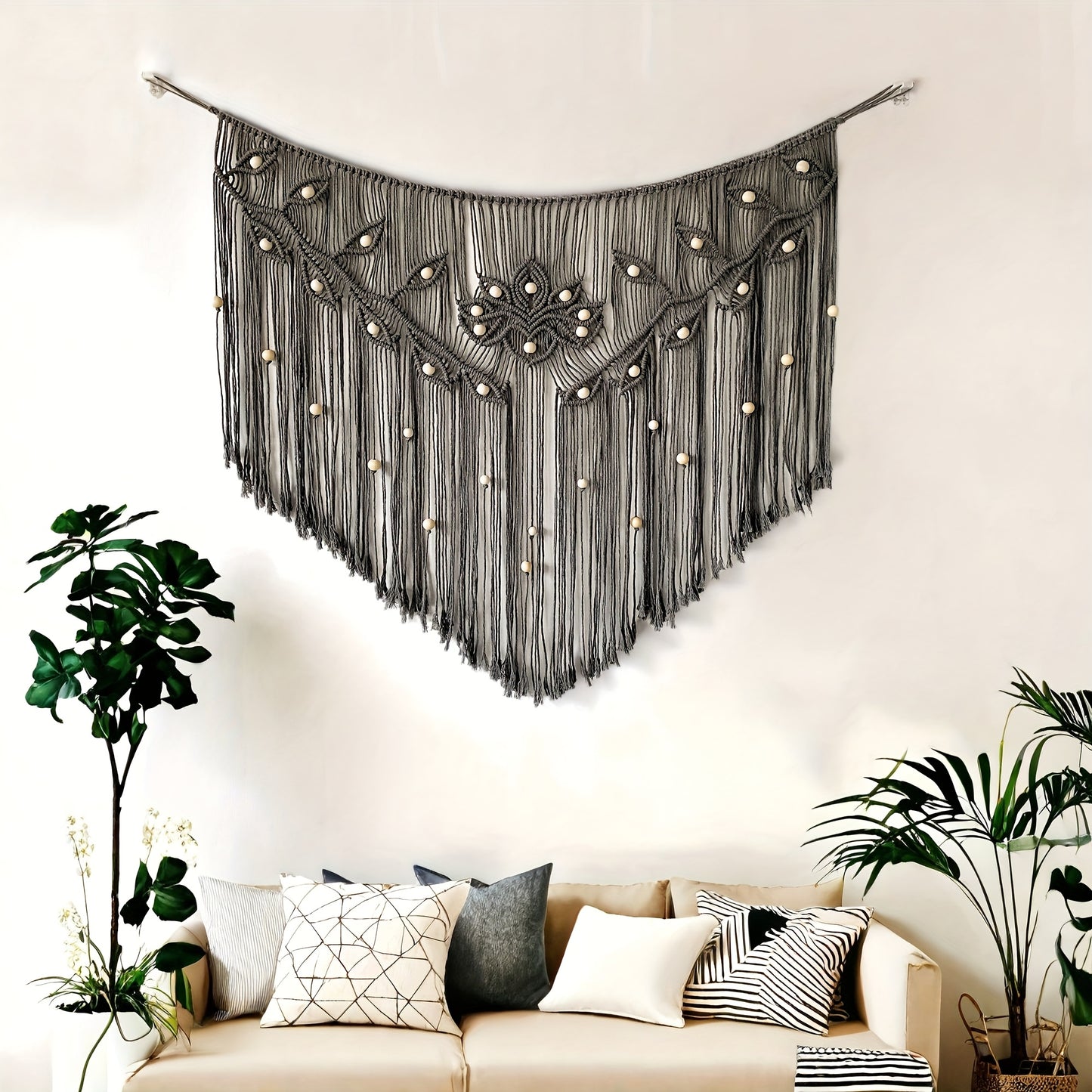 1pc Boho Wall Hanging Bead Tassel Tapestry Macron Wall Hanging Curtain Large Handmade Bedroom Wall Hanging Living Room Tapestry