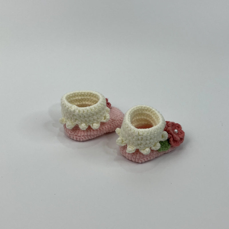 Customized products Handmade Crochet Flower Decorated Baby Shoes Cute Baby Shoes