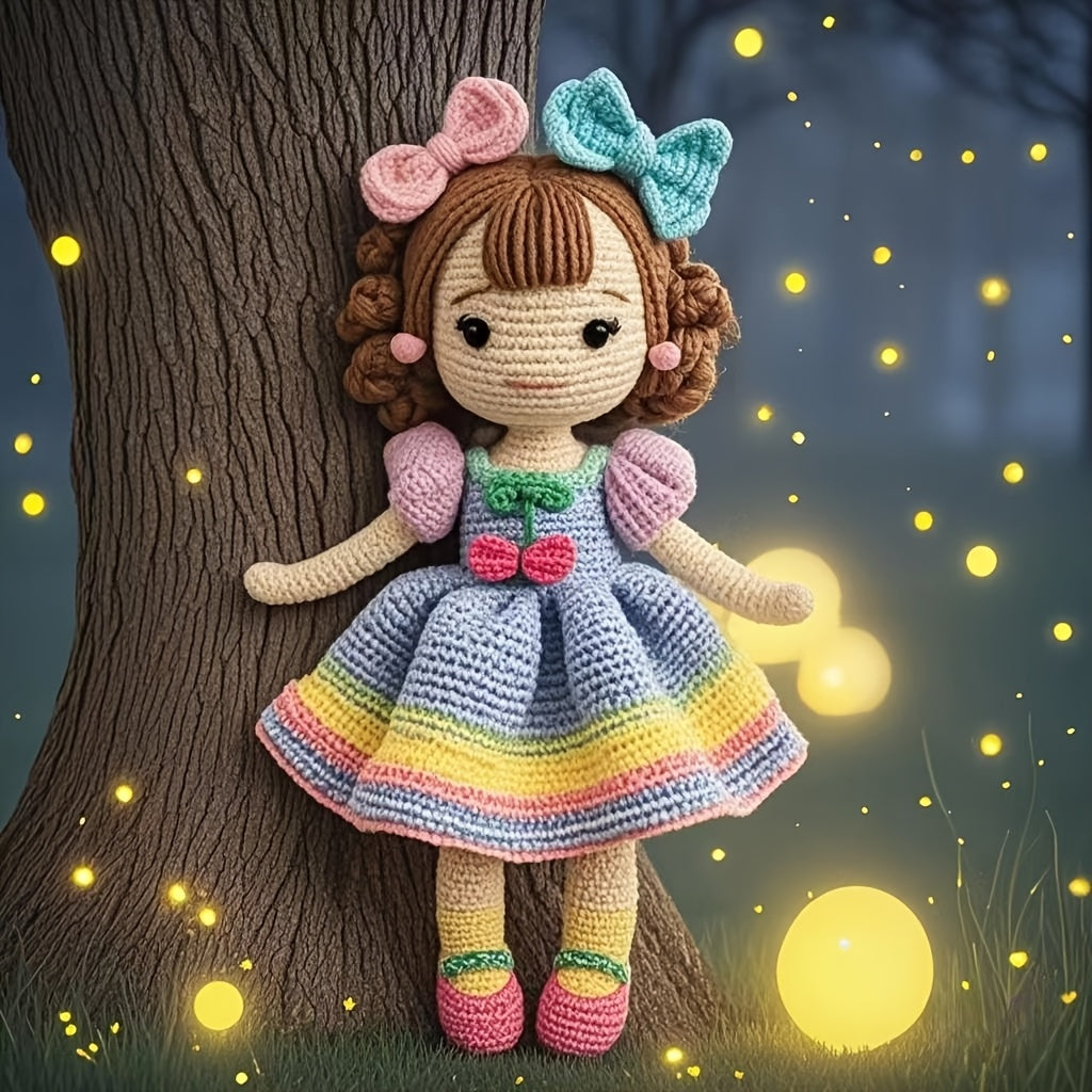 1 Piece Set Suitable for Crochet Enthusiasts,Bow Girl. DIY Crochet Kit,Including knitwear、Crochet、Complete DIY Handmade Suit,With crochet tutorial steps,It's the best handmade gift for friends or besties