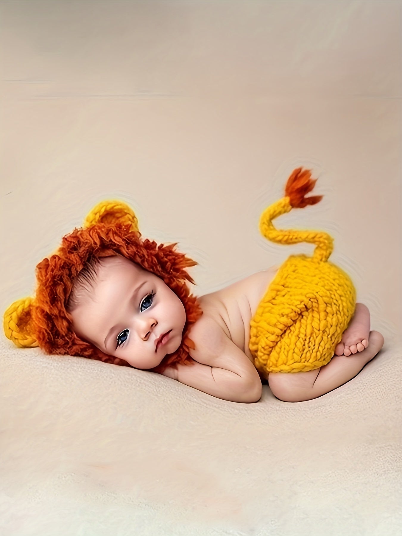 Children's Lion Costume Set for Baby's Full Moon Celebration100Handmade by Tenshou Clothing