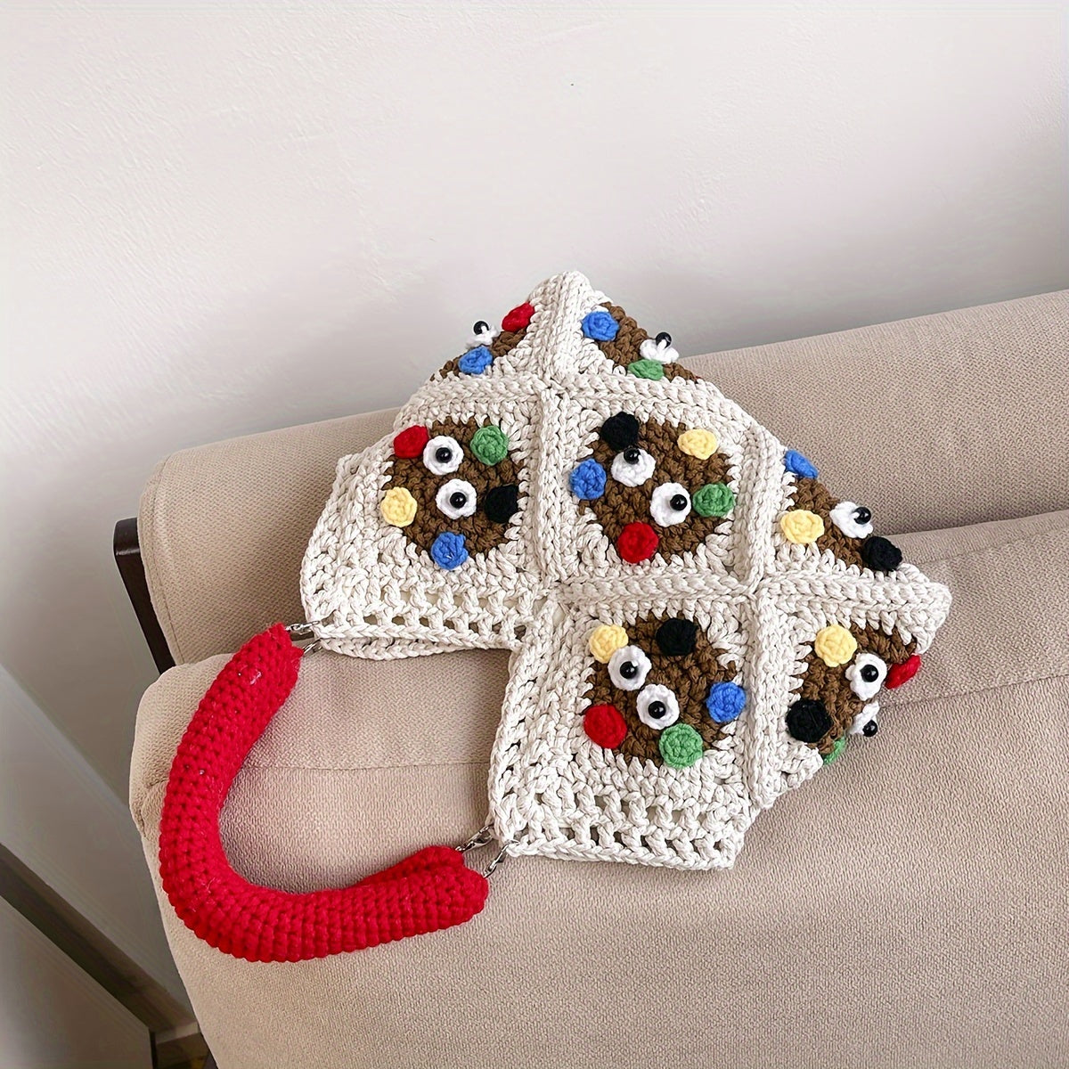 Trendy Hot-Selling Fashion Versatile Handmade Crochet Yarn Coal Ball Handbag(Finished Package)