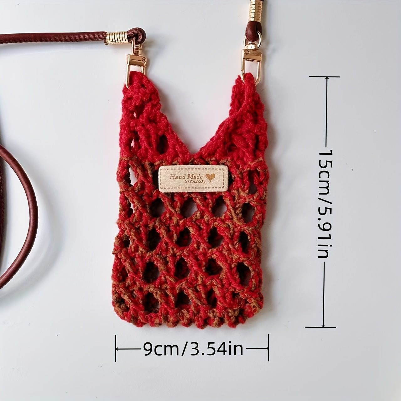 1Handmade Crochet Phone Pouch,Women's Crossbody Phone Front Strap Shoulder Bag,Small-sized Bag