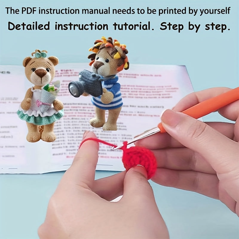 2pcs Crochet kit for beginners, Crochet Kit, DIY Craft Set for Adults, Includes Yarn, Hook, Pattern Book & English Text Tutorial And Basic Crochet Method Video Tutorial, Ideal Gift for crochet lovers, Mother's Day, Easter, Wedding, Valentine's, Birthday