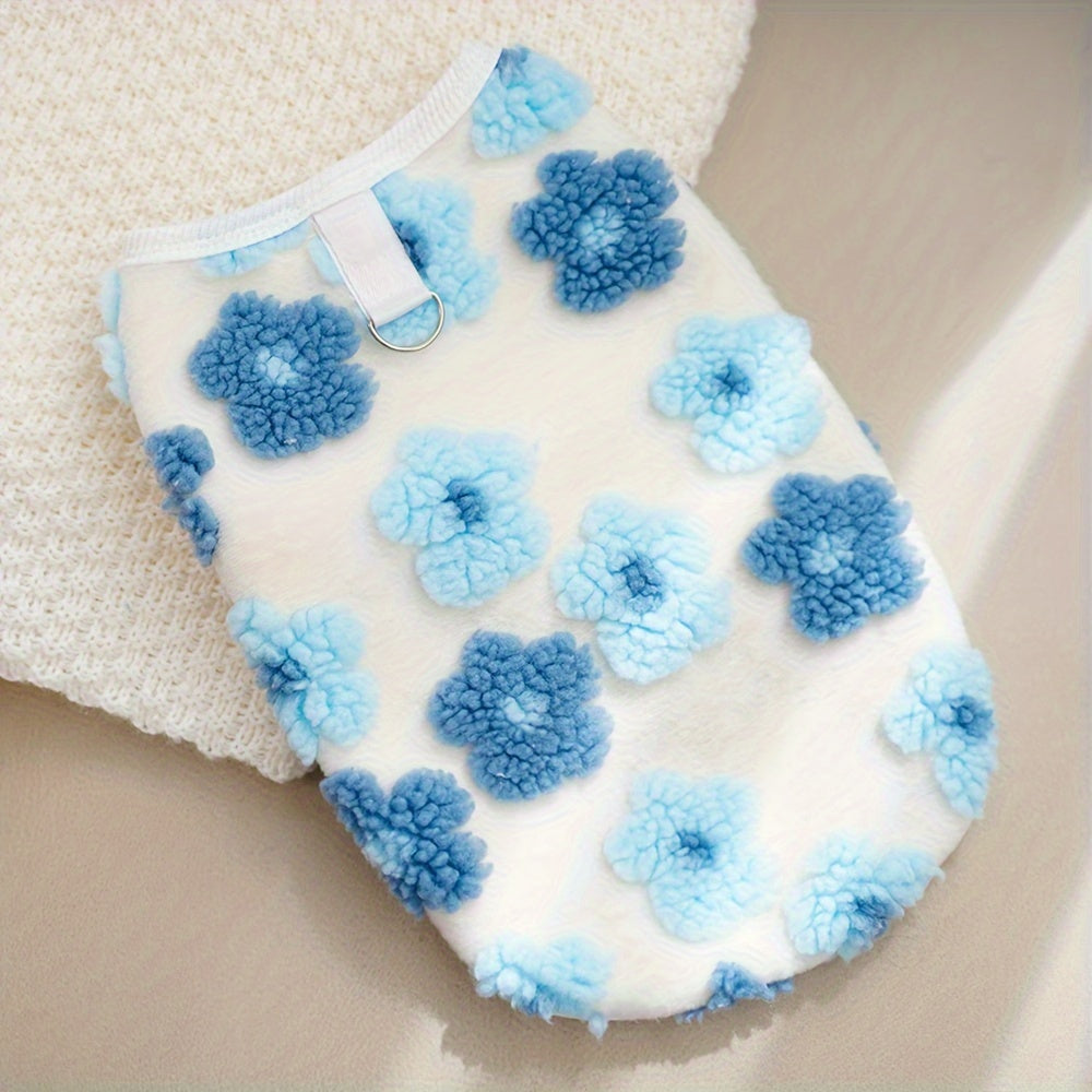 plaid Floral Fuzzy Double Layer Pet Vest,Suitable for Small to Extra Small Size Dogs and Cats - Keep Warm、Non-waterproof Autumn and Winter Clothing,With snap button,green/purple、Blue/Pink、Brown/Orange Optional,Pet Winter Clothing|Fashion Pet Clothing|Snap