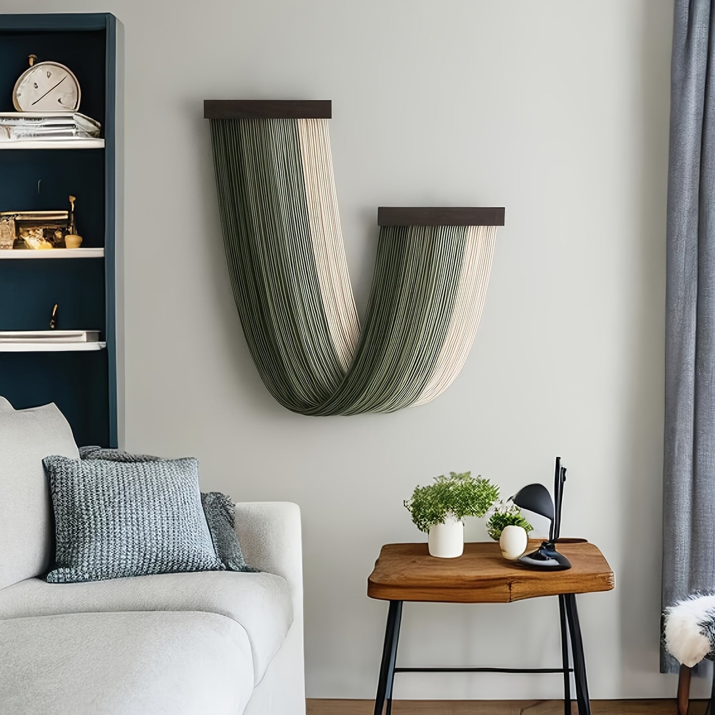 1Pieces Macrame Wall Hanging Bohemian Style Wall Tassel Tapestry Handmade Wooden Tassel Background Wall Hanging Decoration That Flutters with the Wind Living Room Bedroom Office Wall Tapestry