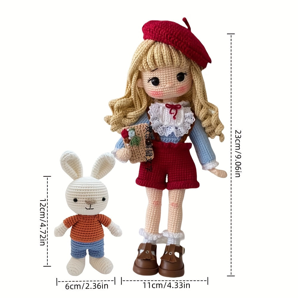 1 Set Princess Beginner Crochet Kit, Adult Crochet Set with Step-by-Step Text Tutorial, Rabbit and Girl DIY Adult Crafts, Birthday Holiday Gift, Cute and Interesting Modern Home Decoration Ornament