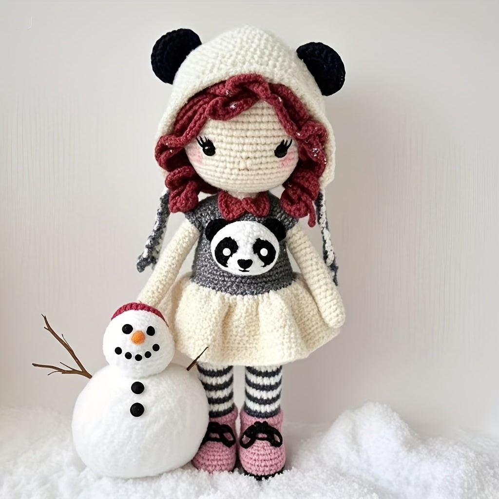 Girl Panda - Includes a complete set of weaving tools、High-quality yarn、Complete Crochet Kit with Instructions and English Video Tutorial。It's for My Family、Friends、Perfect gift for couples,Suitable for Christmas、Halloween and various festivals