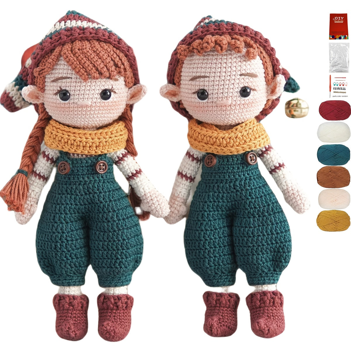 2Pcs Crochet Kit for Beginners with Characters,Crochet Kit for Adults,With Step-by-Step Textual Tutorial,Couple Elves DIY Woven Kit,Cute and Fun Spring Summer Home Decor Ornaments,Birthday Valentine's Day Holiday Gifts