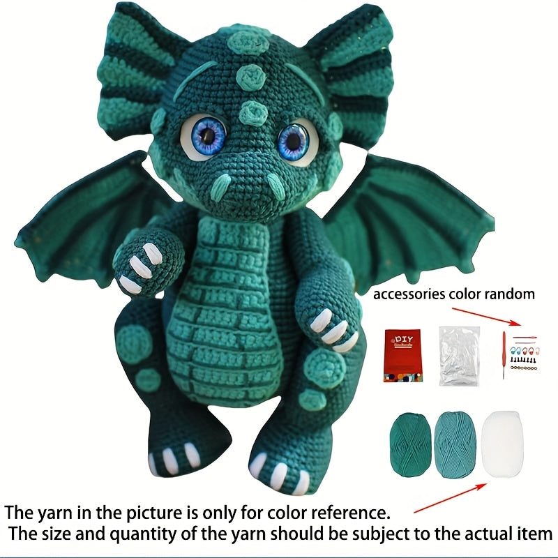1 Set Beginner Animal Crochet Kit,Crochet Kit for Adults Beginners,With Step-by-Step Text Tutorial,Dragon DIY Knitting Kit,Cute and Funny Home Decorations,Birthday Valentine's Day Holiday Gifts