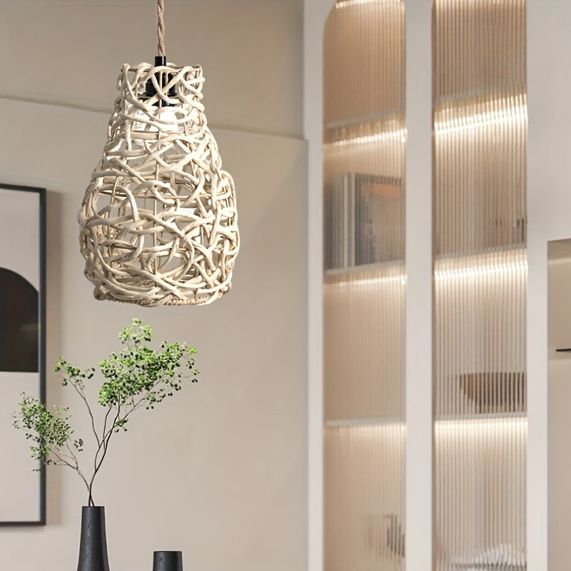 Handmade Paper Rope Lampshade,Elegant Woven Pendant Lamp Shade,Suitable for floor lamps、Table Lamp、Chandelier Wall Lighting Replacement Decoration - No Electricity Required,Home Decoration