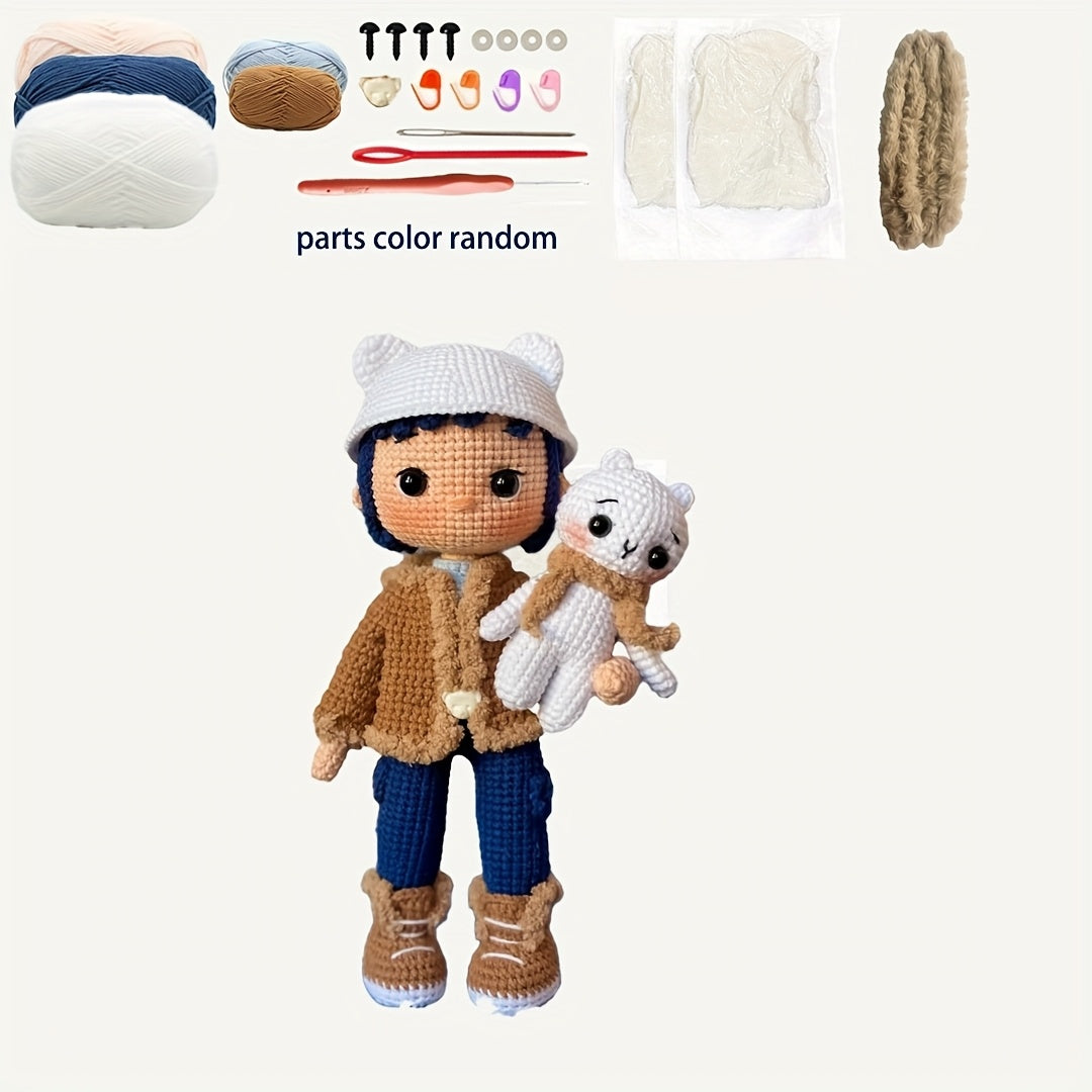2Pieces/Set,Latest Amigurumi Adult Hand Knitting Kit,The Boy and His Bear,Cute and Fun Spring Modern Home Decor Ornaments,Non-Finished Product,With gradual PDF Text Tutorial Crochet Kit for Adults,Wedding Decorations Christmas Valentine's Day Thanksgiving