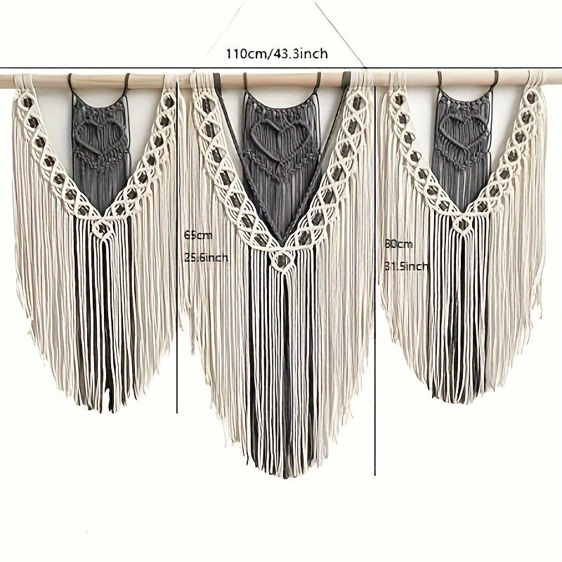 Handwoven Bohemian Style Hemp Rope Tapestry - Large Cotton Decorative Indoor Striped Woven Fabric Wall Art,Decorate the living room and bedroom with a love theme