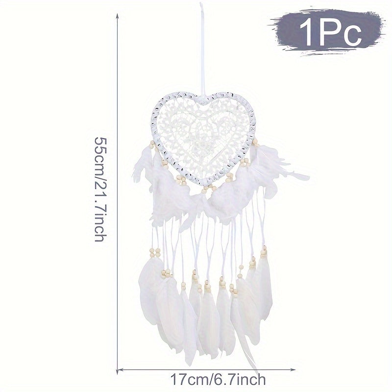 Nordic Bohemian Style Woven Hanging Decoration White Creative Hollow Heart-Shaped Dream Catcher Ramadan Decoration Home Islamic Muslim Eid Gift Eid Mubarak Party Decoration