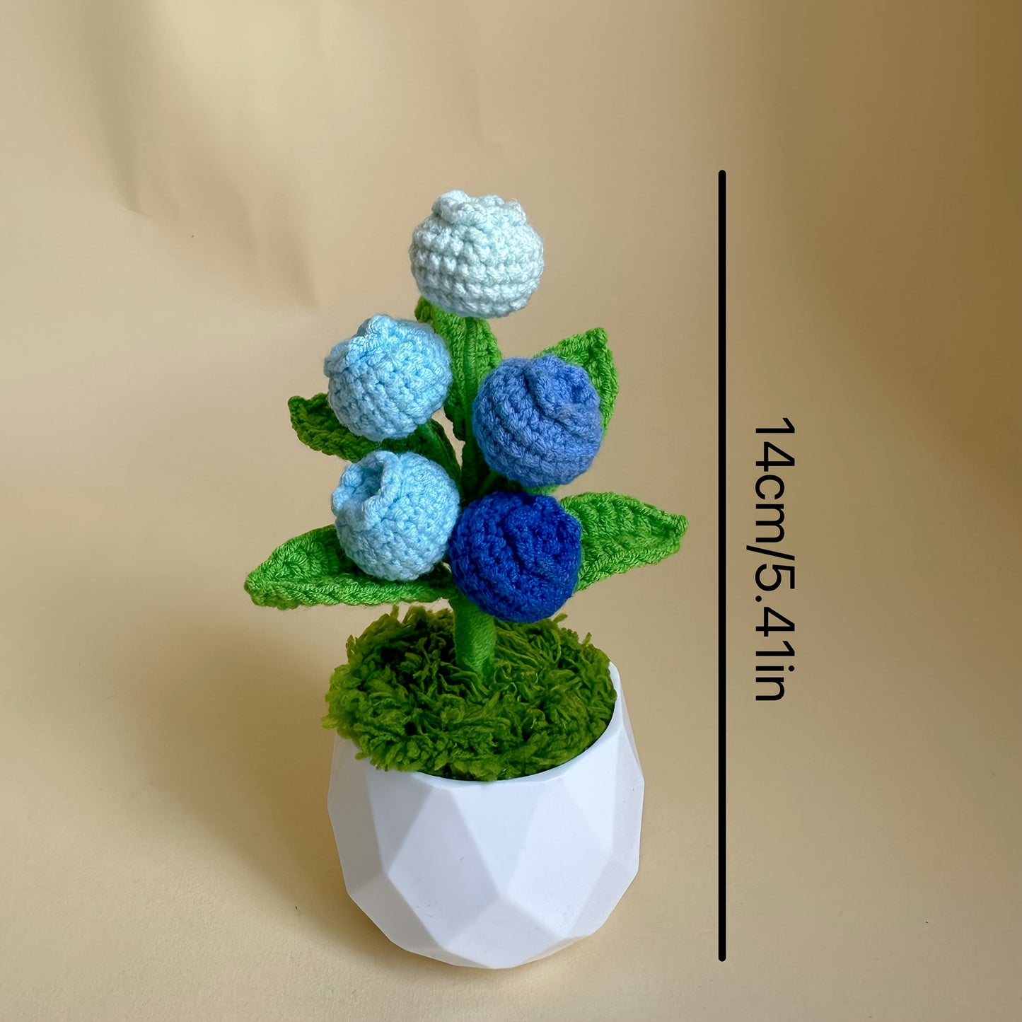 1pc Handwoven Blueberry Covered Plate Artificial Green Plant Potted Plant-Charming Car Dashboard Decoration,Desktop Bedroom Home Decor Very suitable for personal use or as a Valentine's Day gift for friends or girlfriends