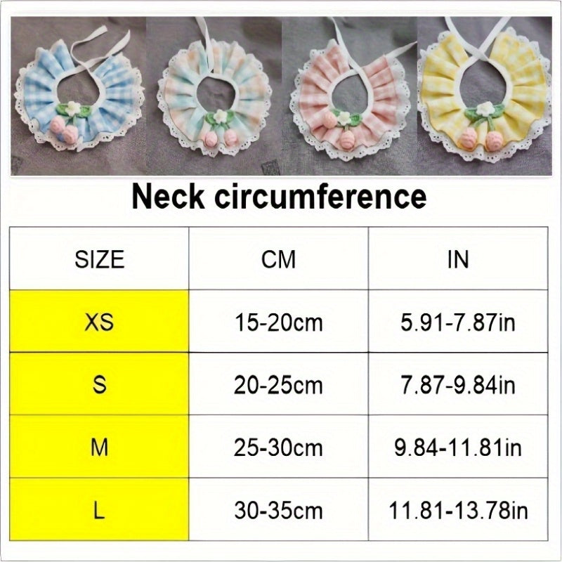 1Hand-woven Princess Collar Cat,Pet Scarf with Plaid Bow,Tie-back Collar,Suitable for Small Size、Medium、Large Dog Breeds,Pet Accessories/Adjustable/Photo Props,XS-Sm-L