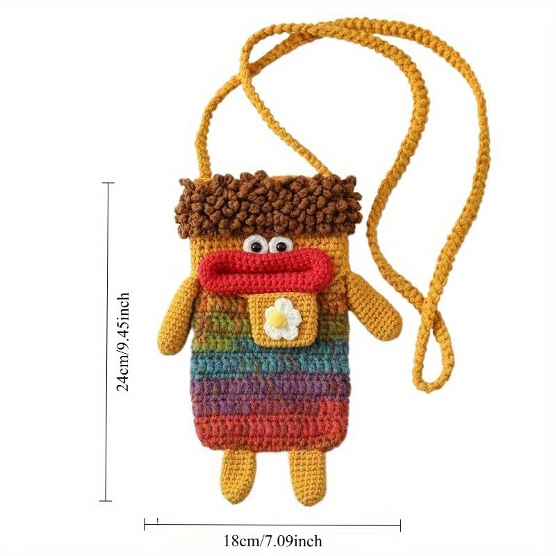 Handwoven Quirky Phone Bag Knitted Crossbody Bag Woven Coin Purse ID Bag