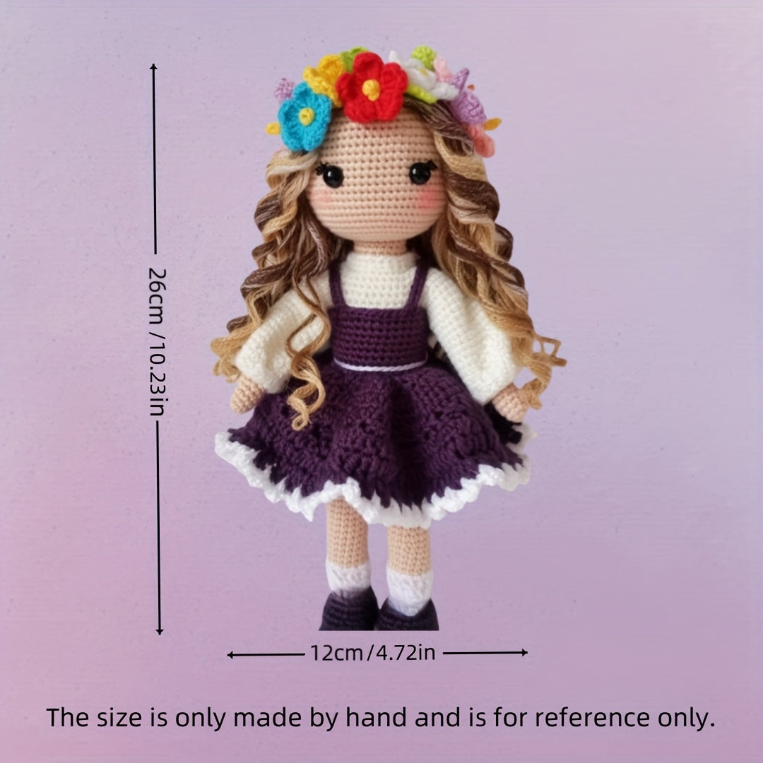 1Princess Beginner Crochet Kit,Crochet Kit for Adults,With Step-by-Step Textual Tutorial,Girl in Purple Dress DIY Adult Crafts,Birthday and holiday gifts,Cute and Fun Modern Home Decor Ornaments