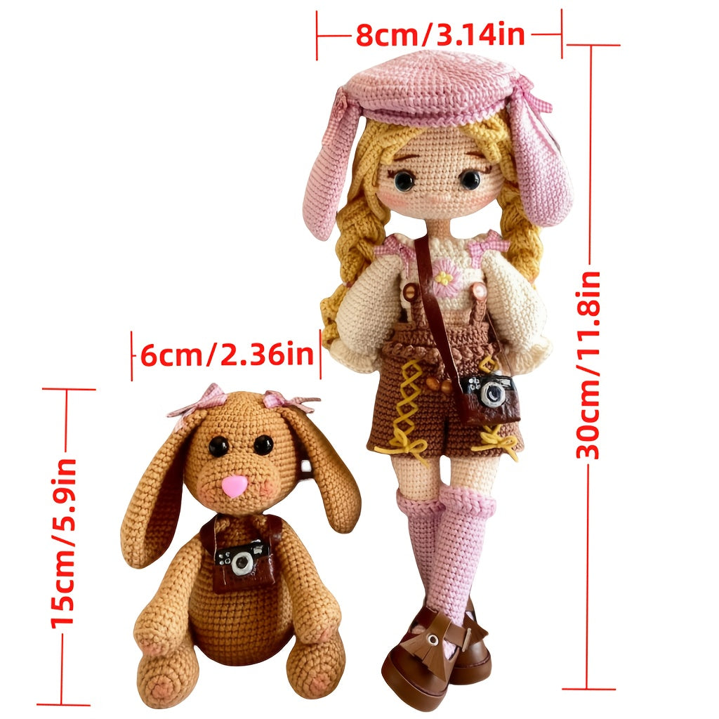 2pcs Princess Crochet Kit for Beginners, Beginner Crochet Kit for Adults with Step-by-Step Text Tutorials, Dog and Girl DIY Crafts for Adults, Birthday Festival Gifts, Cute Funny Modern Home Decorative Ornaments