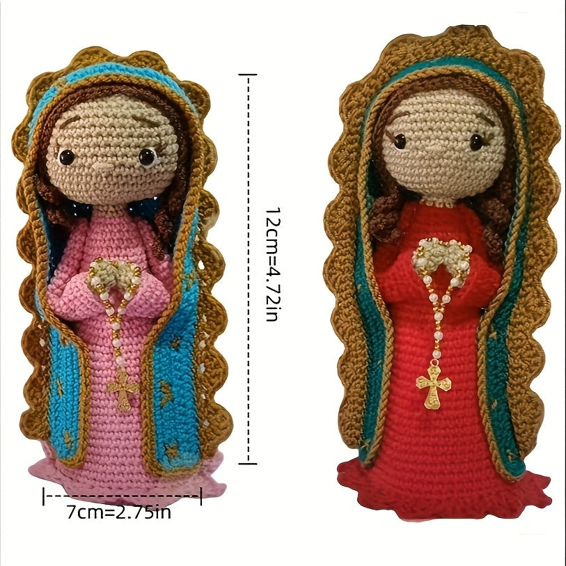 2 Virgin Mary,DIY Craft Kit,Handmade Yarn Knitting Kit,Valentine's Day/Birthday Christmas Gift Beginner Crochet Kit(Random Color of Accessories),Crochet Kit for Beginners