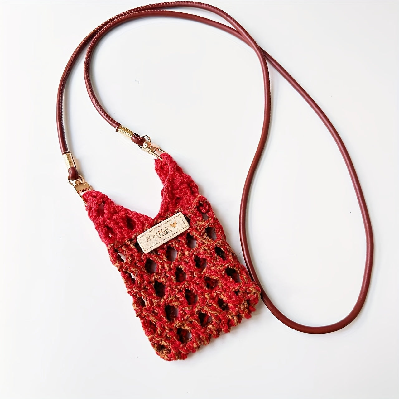 1Handmade Crochet Phone Pouch,Women's Crossbody Phone Front Strap Shoulder Bag,Small-sized Bag