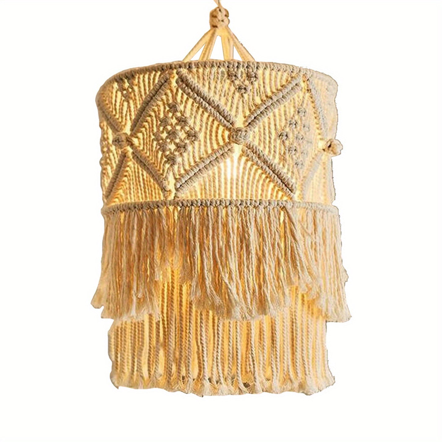 Bohemian Style Pendant Light Ceiling Lampshade - Country Woven Rope Design,With floral patterns,Bedroom and Dormitory Chandelier Decoration,No need for wires,Ceiling Light for Bedroom