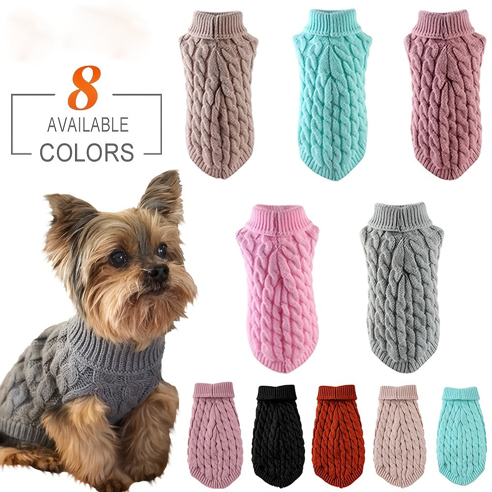 1Comfortable Knitted Cat and Dog Sweater - Soft Acrylic Pullover for Small to Medium Pets,Winter and Autumn Thermal,Yes7Available Colors,Machine Washable