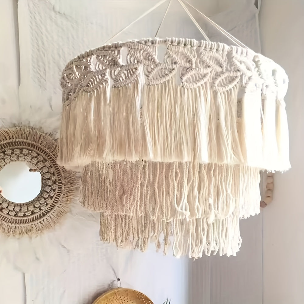 A Nordic Style Home Decorative Pendant Light、Handwoven Tapestry Lampshade