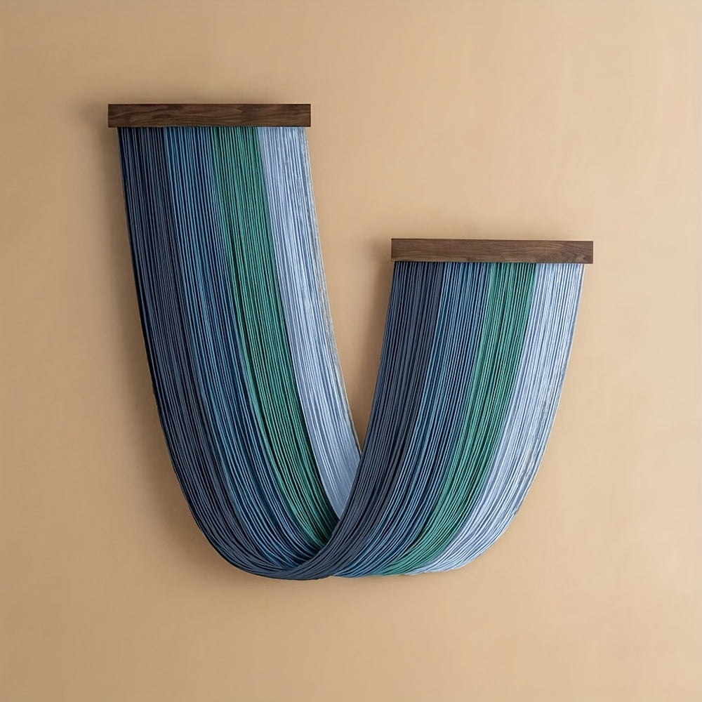 1Pieces Macrame Wall Hanging Bohemian Style Wall Tassel Tapestry Handmade Wooden Tassel Background Wall Hanging Decoration That Flutters with the Wind Living Room Bedroom Office Wall Tapestry