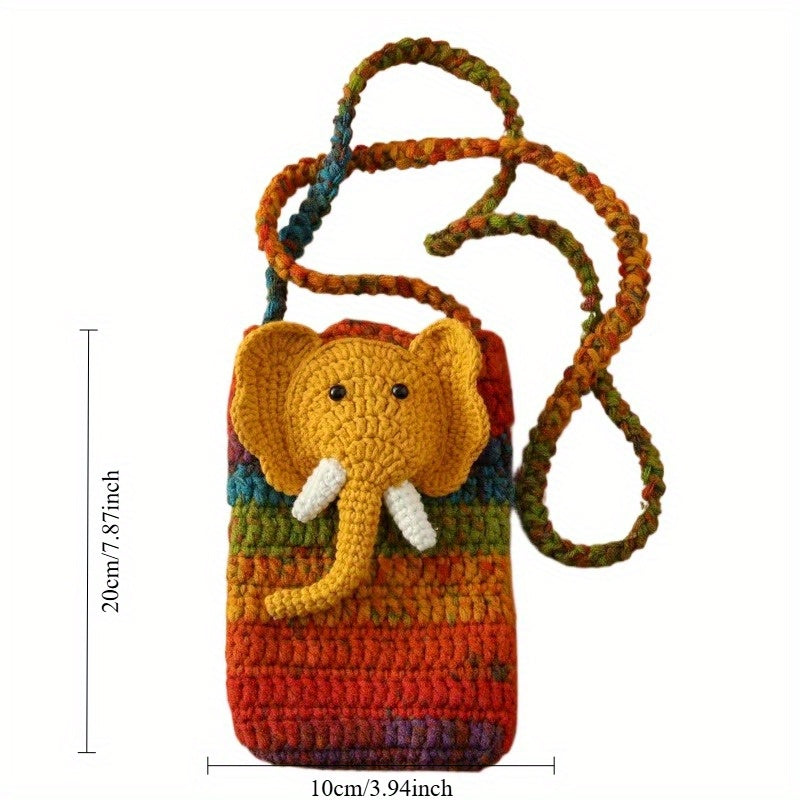 Handwoven Quirky Phone Bag Knitted Crossbody Bag Woven Coin Purse ID Bag