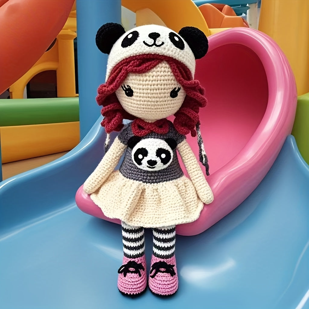 Girl Panda - Includes a complete set of weaving tools、High-quality yarn、Complete Crochet Kit with Instructions and English Video Tutorial。It's for My Family、Friends、Perfect gift for couples,Suitable for Christmas、Halloween and various festivals